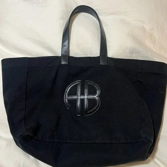 Anine Bing canvas RIO tote large black with leather handles - Picture 1 of 7